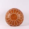 Moroccan PU Leather Pouf Embroider Craft Ottoman Home Modern Footstool Round 55*35cm Artificial Leather Unstuffed Cushion