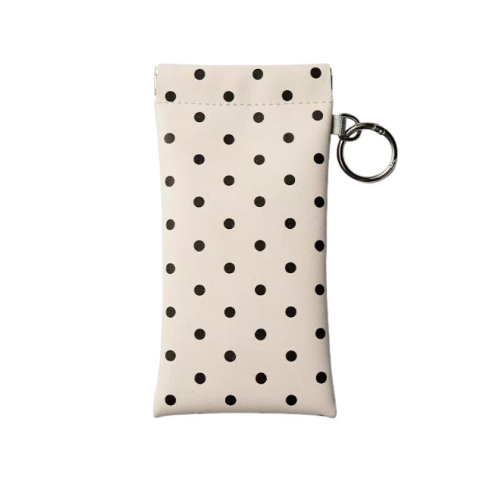 Portable Spring Auto-close Glasses Bag with Keyring Glasses Clip Leather Glasses Storage Bag Korean Style Shrapnel Snap Shut