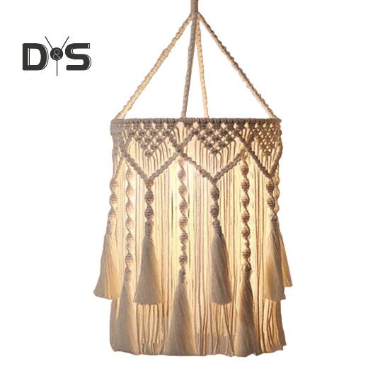 Абажур в стиле бохо с плетением, абажур ручной работы из макраме в стиле бохо, подвесной абажур из хлопковой веревки для спальни, гостиной, декора