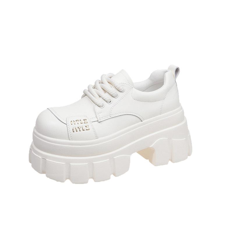 [Fanfna] Thick-soled heightening muffin small leather shoes for women's 2025 autumn new super high-heeled small JK loafers