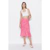 Pink Midi Knitted Skirt With Flounce Animal Pattern Skirt Twoaw20et0241
