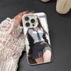 Милая мультяшная японская аниме-девушка Цветная Матовая серебристая Для чехла на телефон iPhone 17 16 15 14 13 12 11 Pro Max XR Plus Ударопрочный