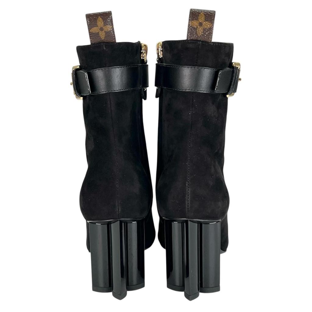 Excellent LOUIS VUITTON Ankle boots black Suede leather Women 35 1A965S Used