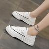 Модные женские кроссовки весна-осень 2024 года на толстой подошве с круглым носком, на шнуровке, легкие, дышащие, однотонные