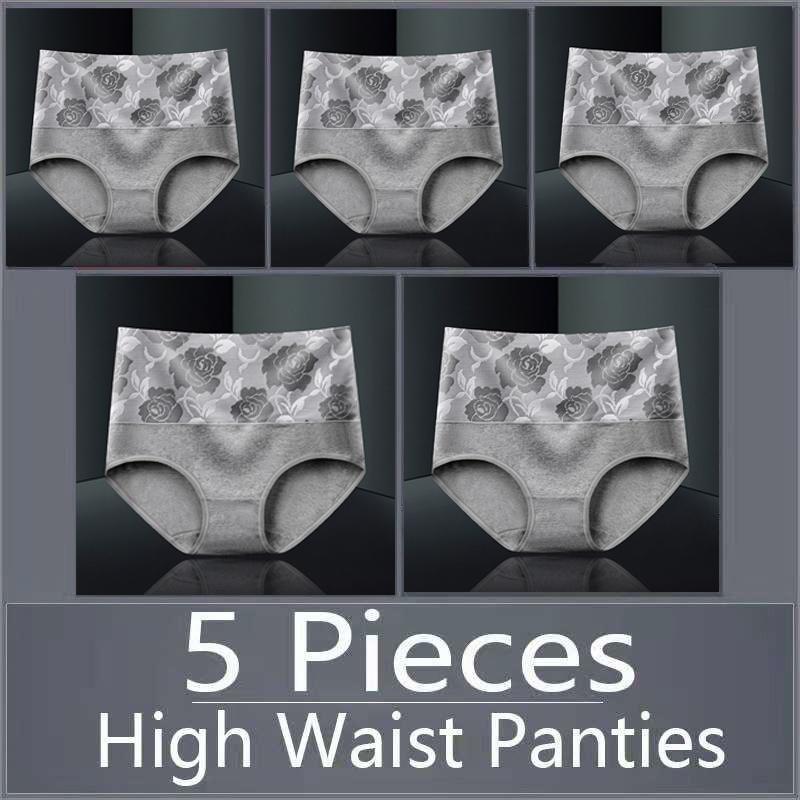 5 шт., женское нижнее белье с высокой талией, хлопковые дышащие трусики, женские трусы, большие размеры, нижнее белье