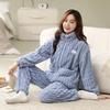 Женская флисовая фланелевая пижама больших размеров из кораллового флиса - утолщенный бархат для осени и зимы, домашняя одежда для мам среднего возраста