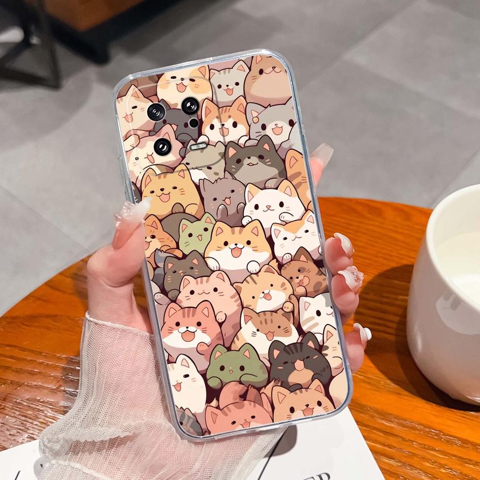 Для Xiaomi 13 14 12 12S 12T 12X Ultra Lite Poco M7 X7 Pro чехол для телефона милый мультяшный рисунок животного прозрачный силиконовый защитный чехол для Xiaomi Capa