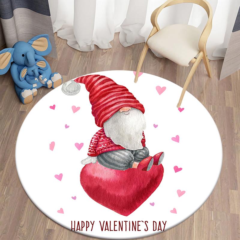Круглый ковер с принтом Kawaii ко Дню святого Валентина, ковер для дома, гостиной, спальни, украшение для пола, противоскользящий коврик