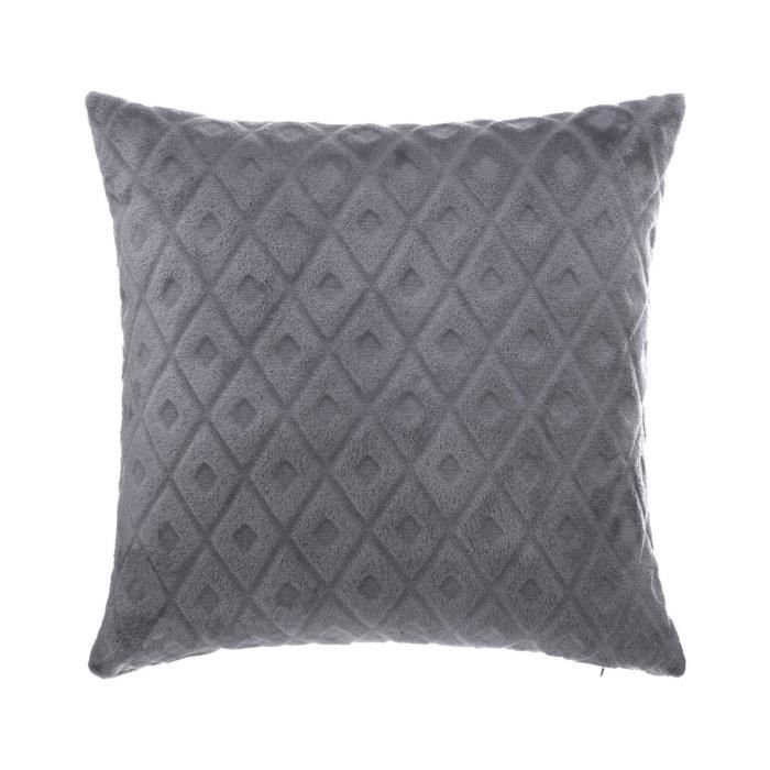 Coussin losanges flanelle gris ardoise 40x40cm - Atmosphera createur d'interieur