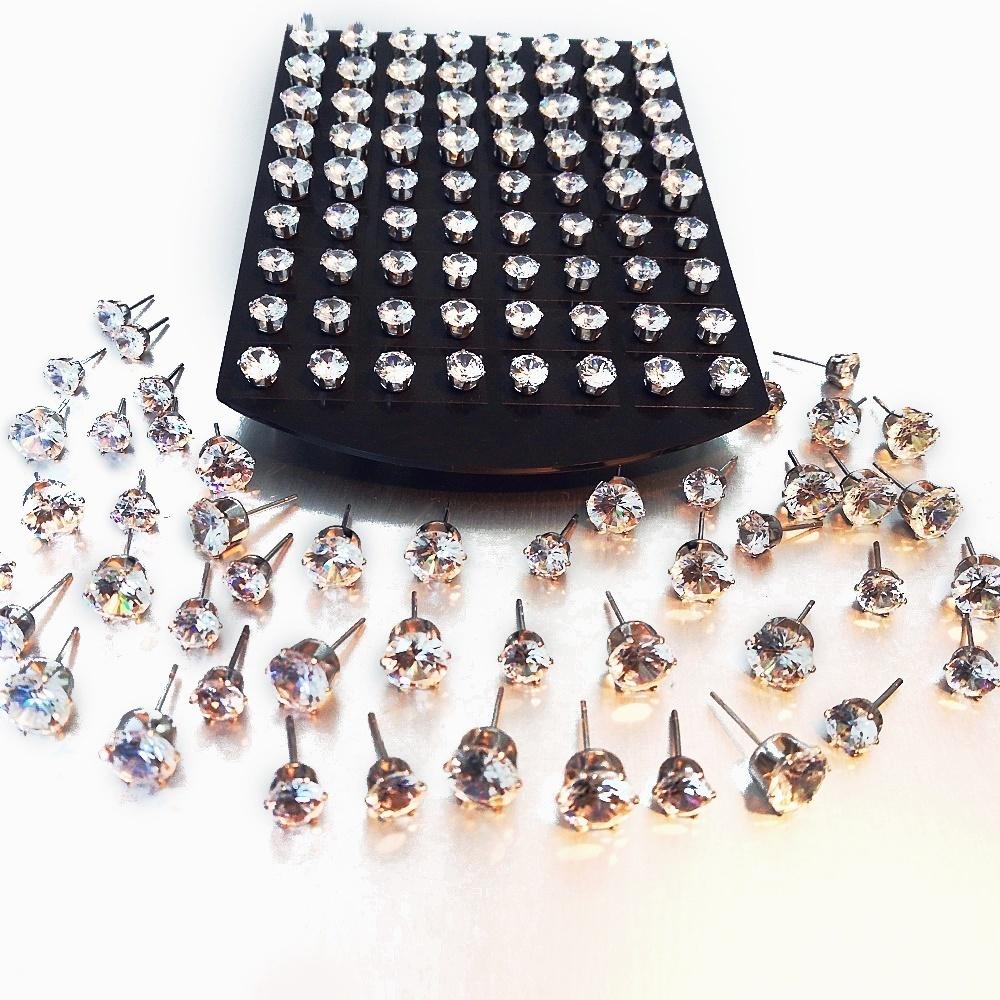 12/24/36Pairs Women's Fashion Luxury Cubic Exquisite Big Zircon Crystal Diamond Stud Earrings Set