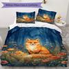 Healing animals Pattern Bedding uilt Set uilt Cover Pillowcase Home Decoration Birthday Gift (1 * duvet cover + 2 * pillowcase  without core)