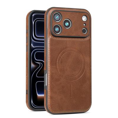 Ретро Винтажный Магнитный Чехол из ПУ Кожи для iPhone 17 pro Max Air 16e 16 15 14 plus 13 - Противоударный Всесторонний Чехол