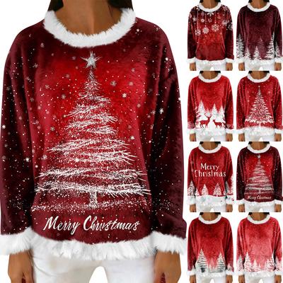 Женский повседневный флисовый свитшот с длинными рукавами и круглым вырезом, удобный, свободного кроя, легкий, фланелевый свитшот для женщин