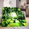 1Pc Green Cube Tunnel Blanket Soft And Comfortable Casual Warm Camping Travel Christmas Halloween Xmas Gift M928821