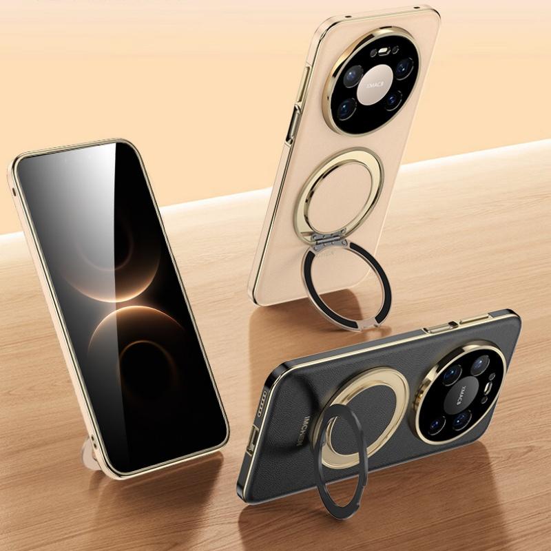 Чехол премиум-класса из телячьей кожи для Huawei Mate 80 Pro Max Прямые края Поворотный держатель Полное покрытие объектива