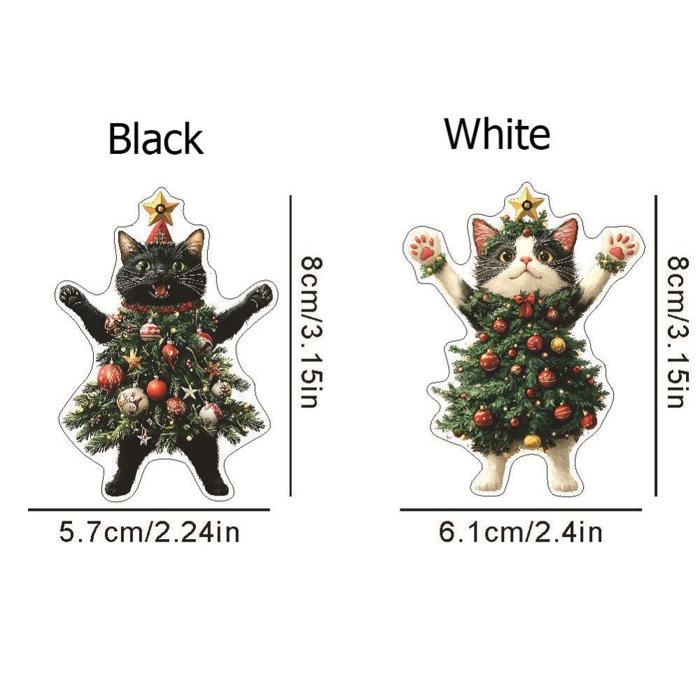 Cartoon Christmas Cat Pendant 2D Cat Hanging Ornaments Creative Xmas Tree Ornaments  Christmas Day