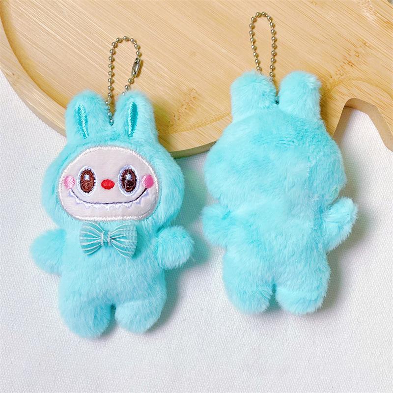 Cartoon Labubu Plush Toys Doll Keychain Kawaii Anime Pendant Keyring Cute Children Girls Birthday Gifts Backpack Hang