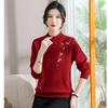 New Middle-aged and Elderly Women's Semi-high-necked Warm Knitted Jacquard Bottoming Shirt Mother Sweater Plus Velvet Thickening Autumn and Winter