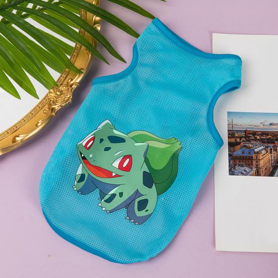 Pet Clothes Super Soft Decorative Polyester Puppy Cartoon Print Ultra-Thin Vest Apparel for Outdoor