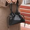 Genuine Leather Women's Handbag Drawstring Tote Bag Pleated All-in-one Crossbody Bag