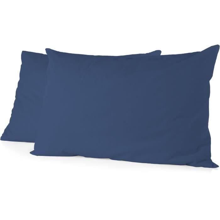 LOVELY HOME Set of 2 Rectangular Pillowcases - 50 X 70 Cm - 100% Cotton - Blue