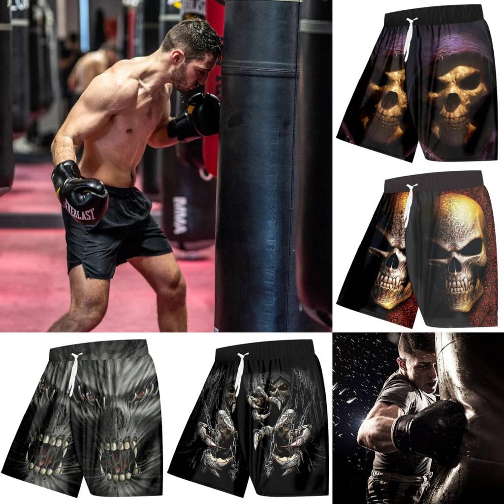 Skeleton Horror Skull Ghost Devil Demon Boxing Shorts Pants 3D Print Training Unisex Men Women Quick Dry Fitness Gym Sport Workout Casual Streetwear