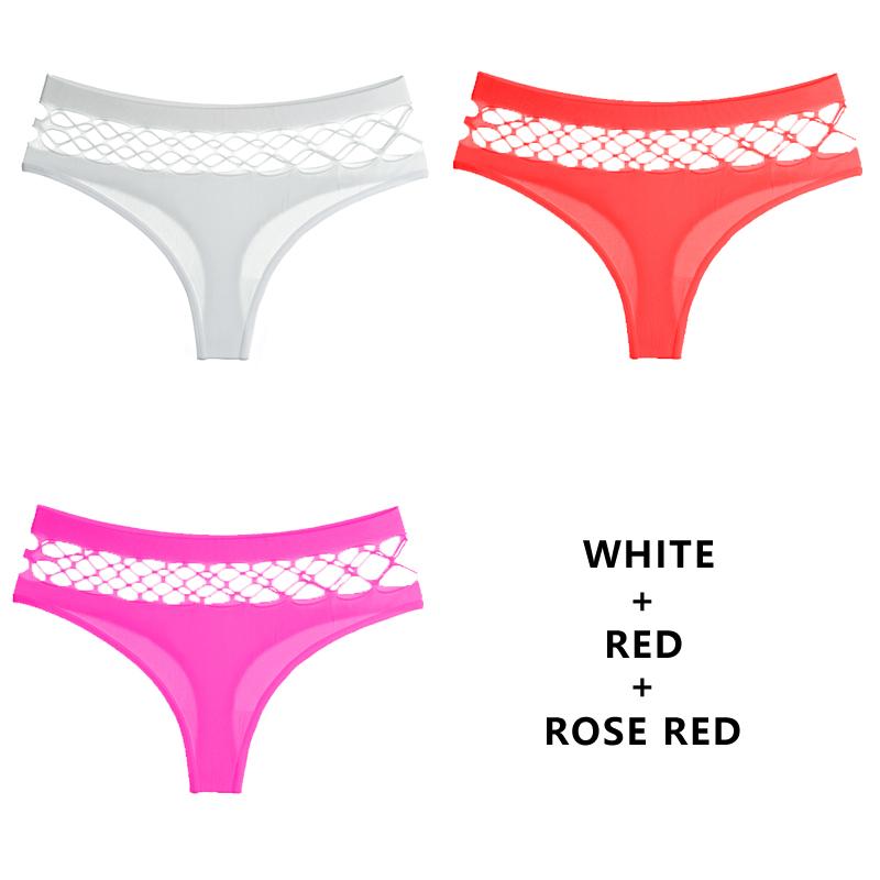 TERMEZY 3Pcs/Set Hollow Out G-String Seamless Sexy Panties Women Elasticity Underwear Temptation Middle-waist Panty