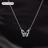 Korean Popular Jewelry, Sweet Versatile Diamond-encrusted Butterfly Pendant Necklace, Temperament Niche Women's Collarbone Chain