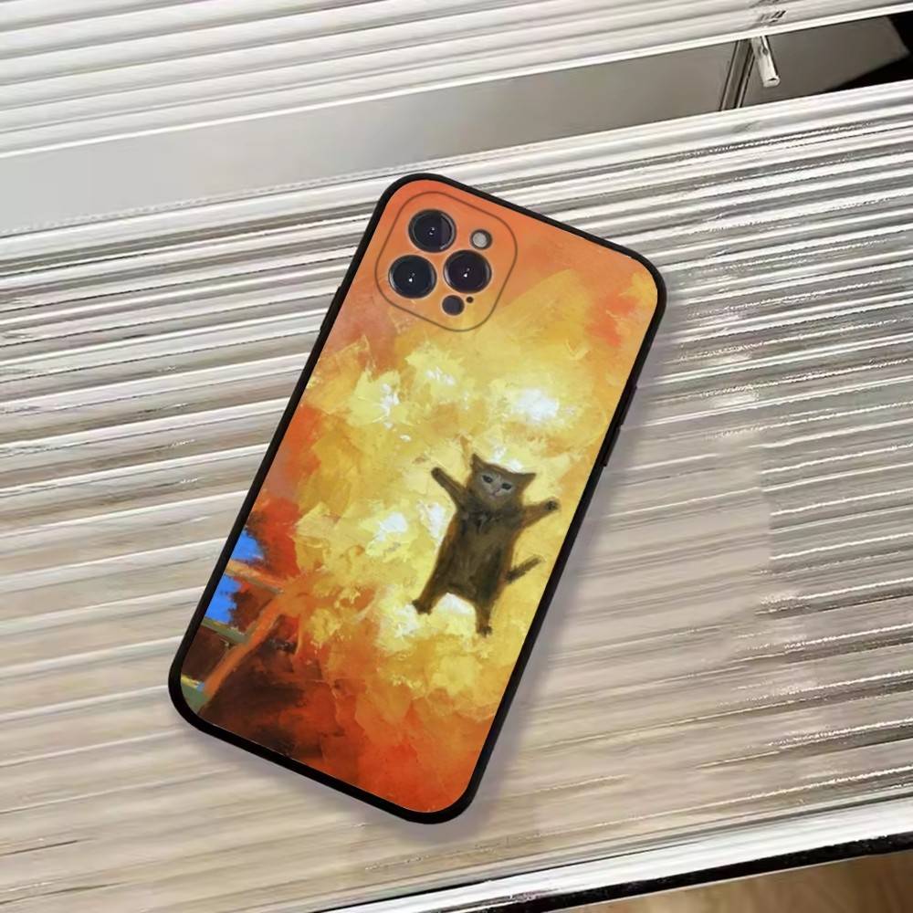 Кошачьи мемы F-Смешной милый чехол для телефона для iPhone 17, 16, 15, 14, 13, 12, 11 Plus, Pro Max, Другие Мягкий черный чехол