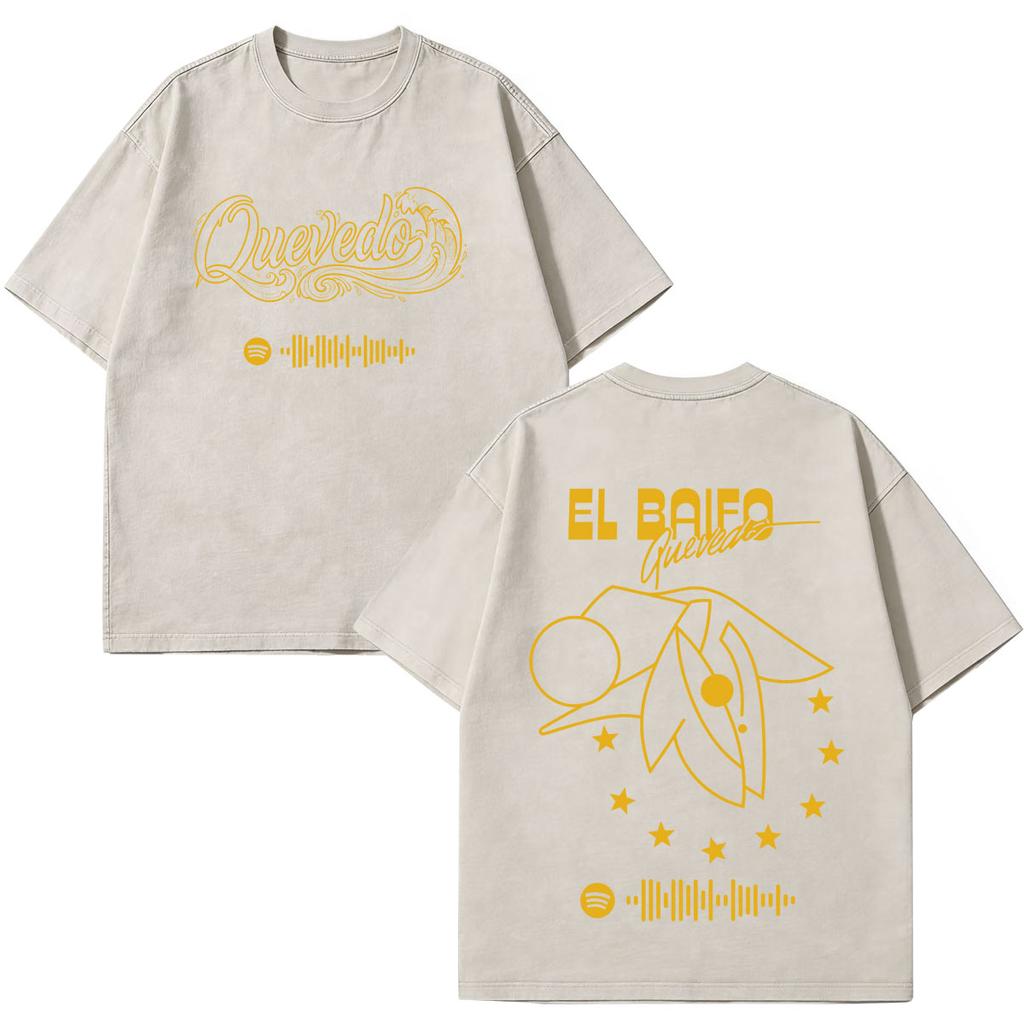 Quevedo El Baifo Album 2026 Tour Graphics Vintage Washed T Shirt Men Women Fashion Tshirt Shortsleeved Loose Cotton Tshirts