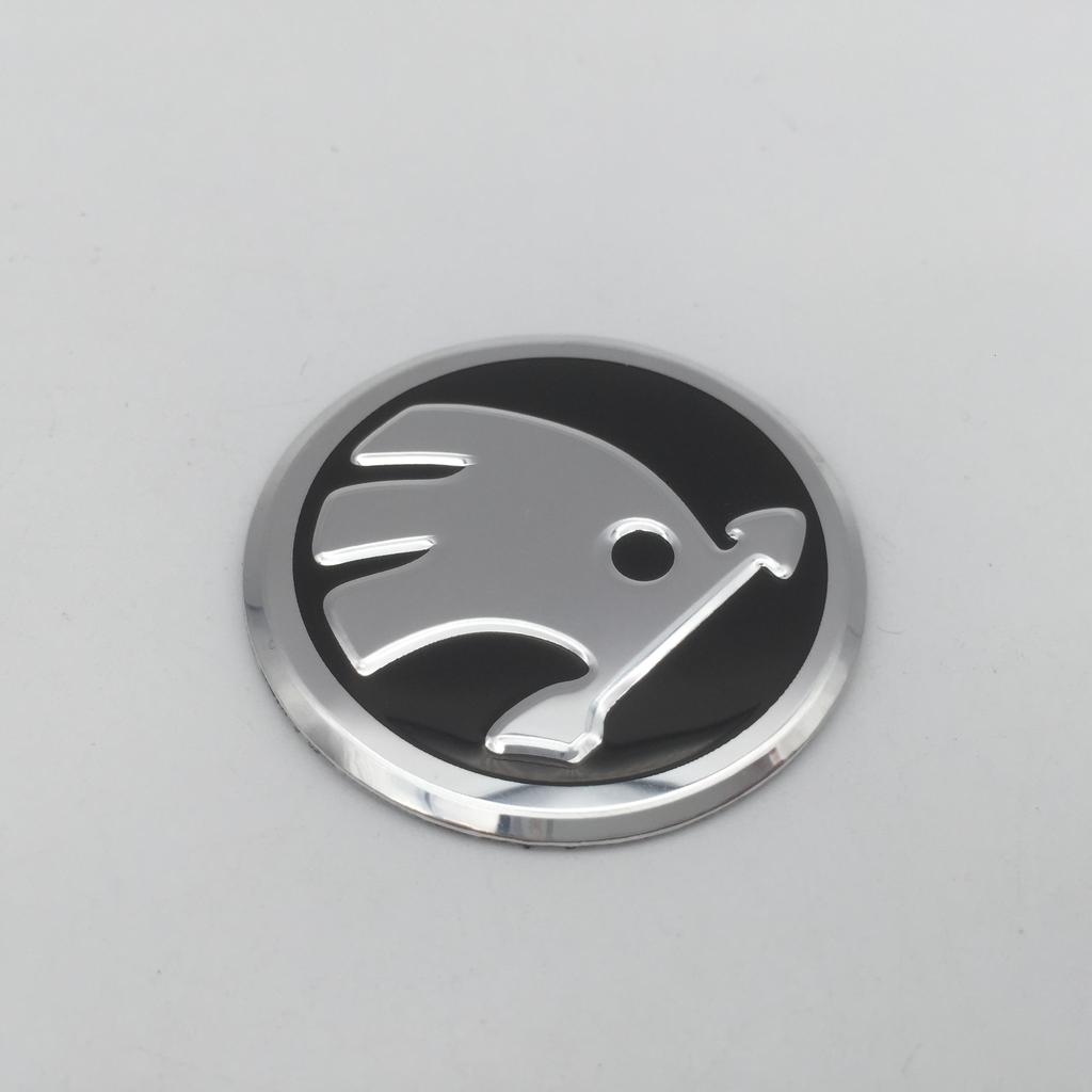 BAUK4 1pcs 3D 42mm 43mm car Emblem Steering Wheel Center Badge sticker Decal Styling Auto accessories For Skoda