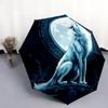 Узор «Волк в лунном свете», автоматический складной зонт, портативная и складная конструкция, 8 спиц, рождественский или праздничный подарок.