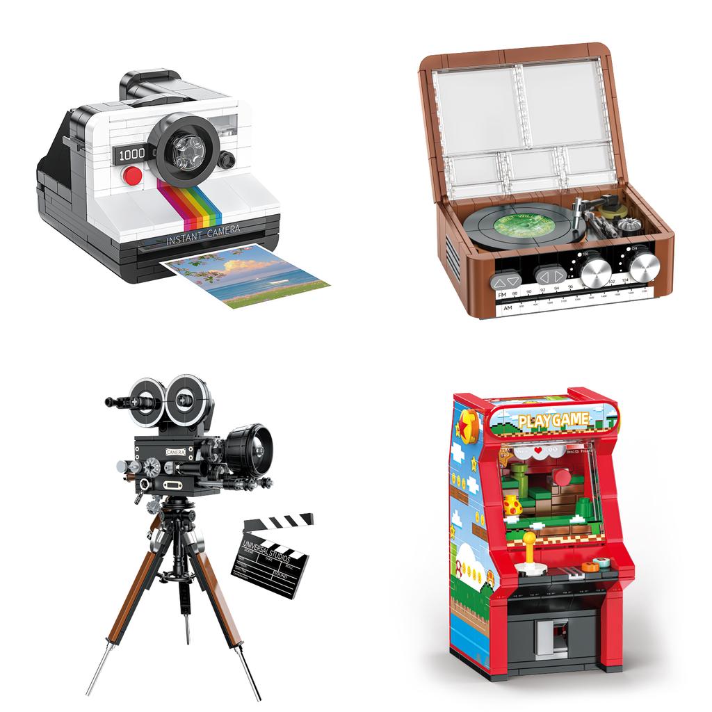 Jaki Retro Series Record Player/Game Machine Model Assembly Toy Ornament Moc High Brick Building Blocks Kids Birthday Gift