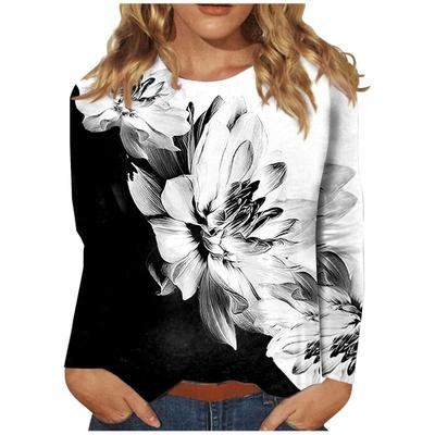 2024 женская осенняя модная женская футболка с длинными рукавами, женская футболка с круглым вырезом и 3D цифровым принтом, топ