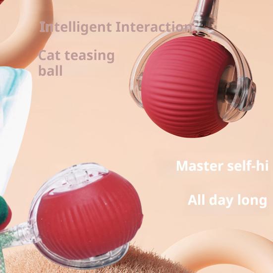 Интерактивная игрушка-шар, автоматическая самодвижущаяся игрушка-мяч для кошек с хвостом стрекозы