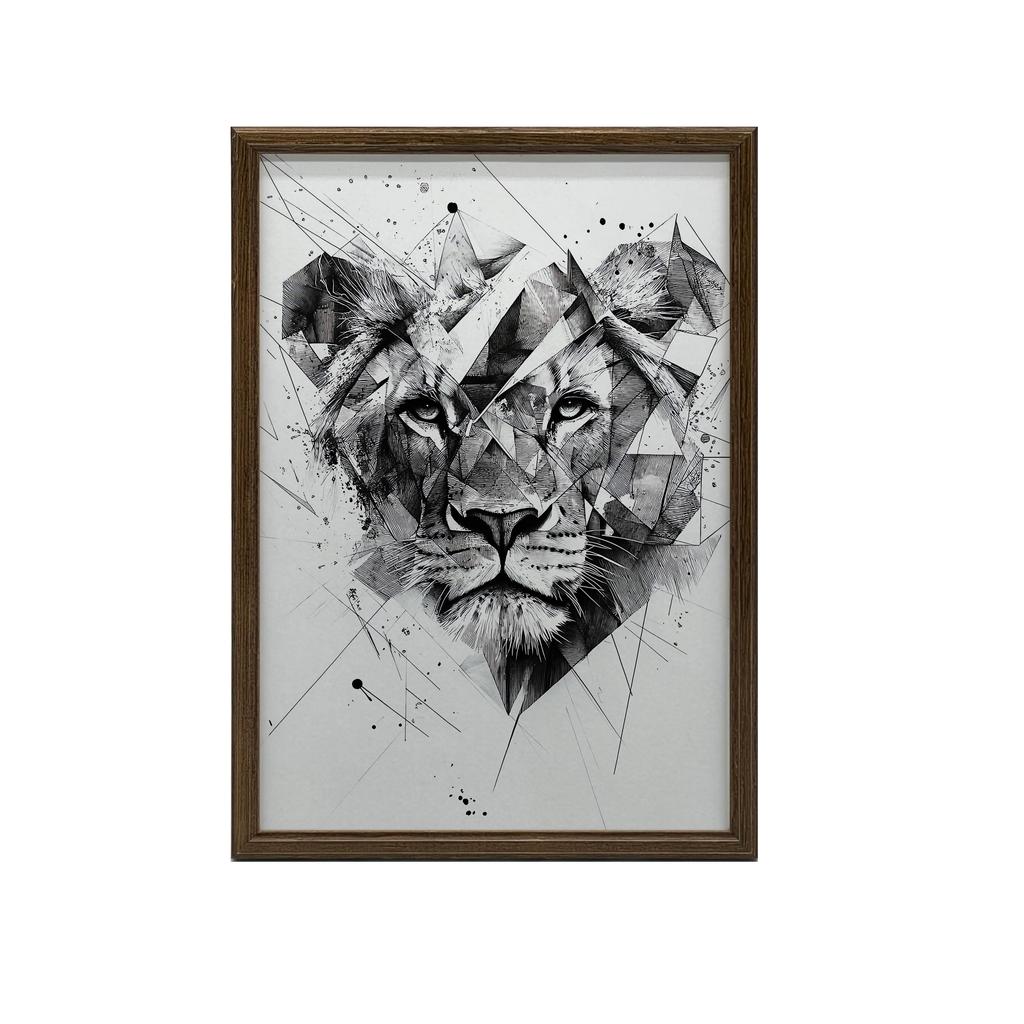 Plakat Lew W Geometrii Plakat Lew W Geometrii, 40X50 Cm, Rama Aluminiowa Czarna, Papier Matowy 230 Gsm