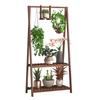 Trapezoidal Carbonized Bamboo Multi-Tier Plant Display Shelf