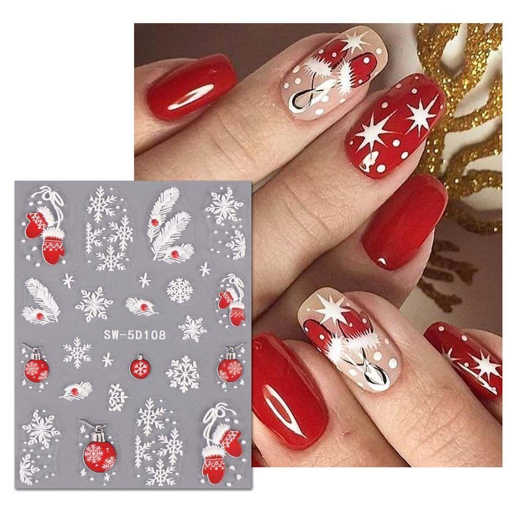 Manicure Ornaments Christmas Nail Stickers DIY Nail Charms Christmas Nail Decals Colorful   Lady