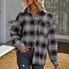 Новое осенне-зимнее повседневное и модное клетчатое шерстяное пальто свободного кроя с карманами для женщин