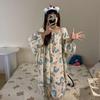 Женский милый пижамный комплект из чистого хлопка - с круглым вырезом, длинным рукавом, длинными брюками, удобная домашняя одежда для весны и осени