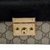 GUCCI Padlock Canvas With Leather Box Bag, Crossbody Bag, One Shoulder Handbag Mini Women's Ebony/Black 652683-96GAG-9785