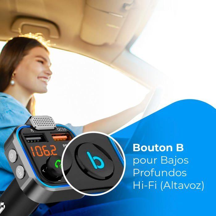 Transmetteur FM Bluetooth - NK - 3 Ports de Chargement - Charge Rapide - Mains Libres - Effet Visuel