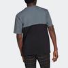 Adidas Logo Embroidered Contrast Sport Crew Neck T-Shirt Men Tops Blue Black GN3504