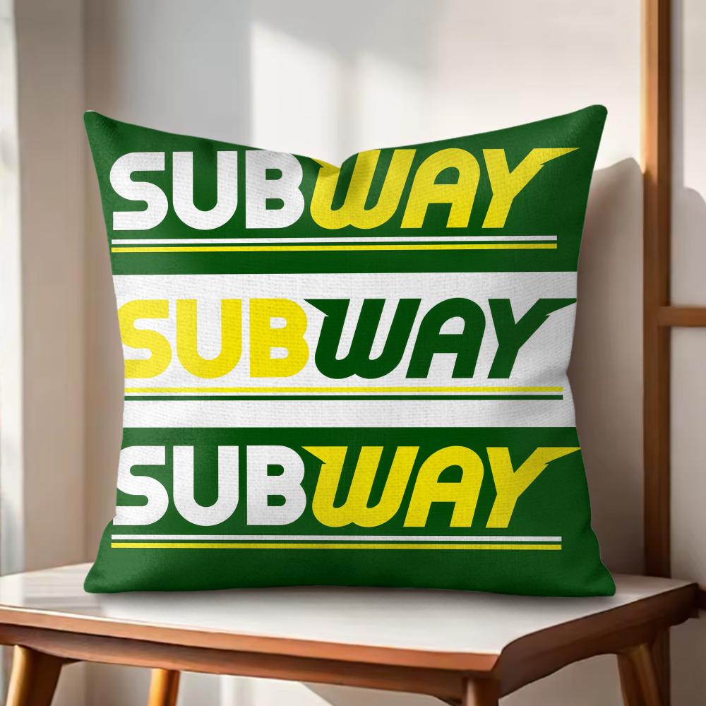 SSubway Cushion Cover Natural Linen Organic Fabric DoubleSided Printing Couch Pillow Covers Home Decor