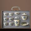 New Chinese high-end national style twisted lotus Ru kiln kung fu tea set, household ceramic teapot gift box