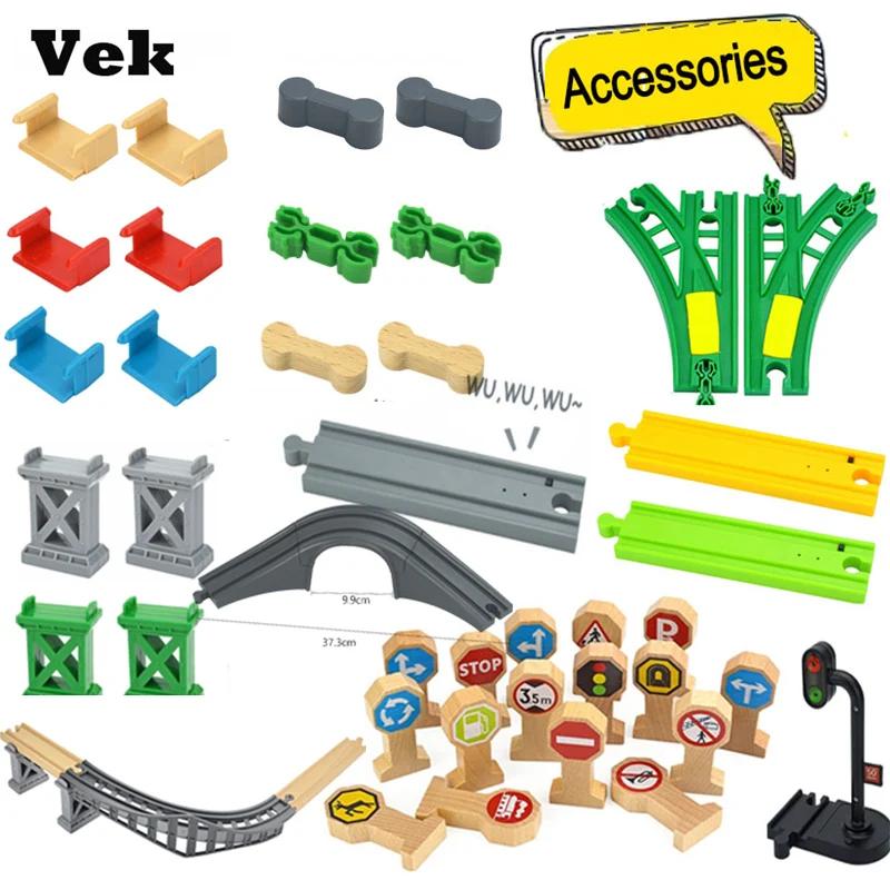 Wooden Railway connect Fixer Train Track Accessories Connector Tracffic Light Toys Holder Fit Brio Wooden Track Toys Educational