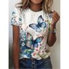 New O-neck 3d Butterfly Print T-shirt Women's Summer Fashion Short-sleeved Blouse Oversized Summer Clothing