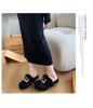 Autumn/Winter 2025 Women's Chunky Heel Furry Cotton Slippers - Mid-High Rabbit Fur Mule Shoes