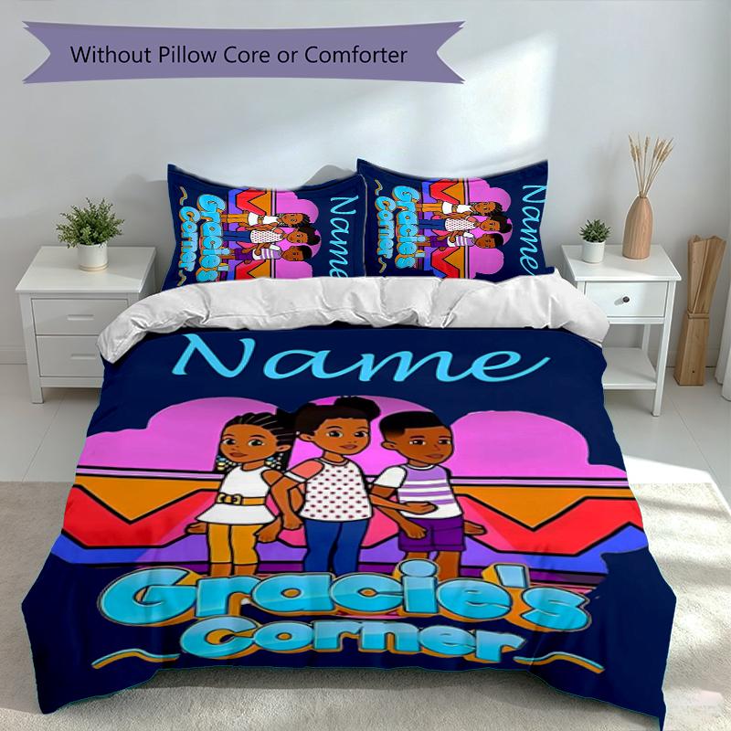 3pcs Custom Name Gracies Corner Set,Includes 1 Duvet Cover and 2 Pillowcases,All-season Bedroom Decor