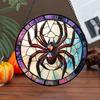 Halloween Suncatcher Decoration Spider Pumpkin Bat Witch Broom Ghost Stained Glass 2D Flat Acrylic Wall Window Hanging Sign Ornament